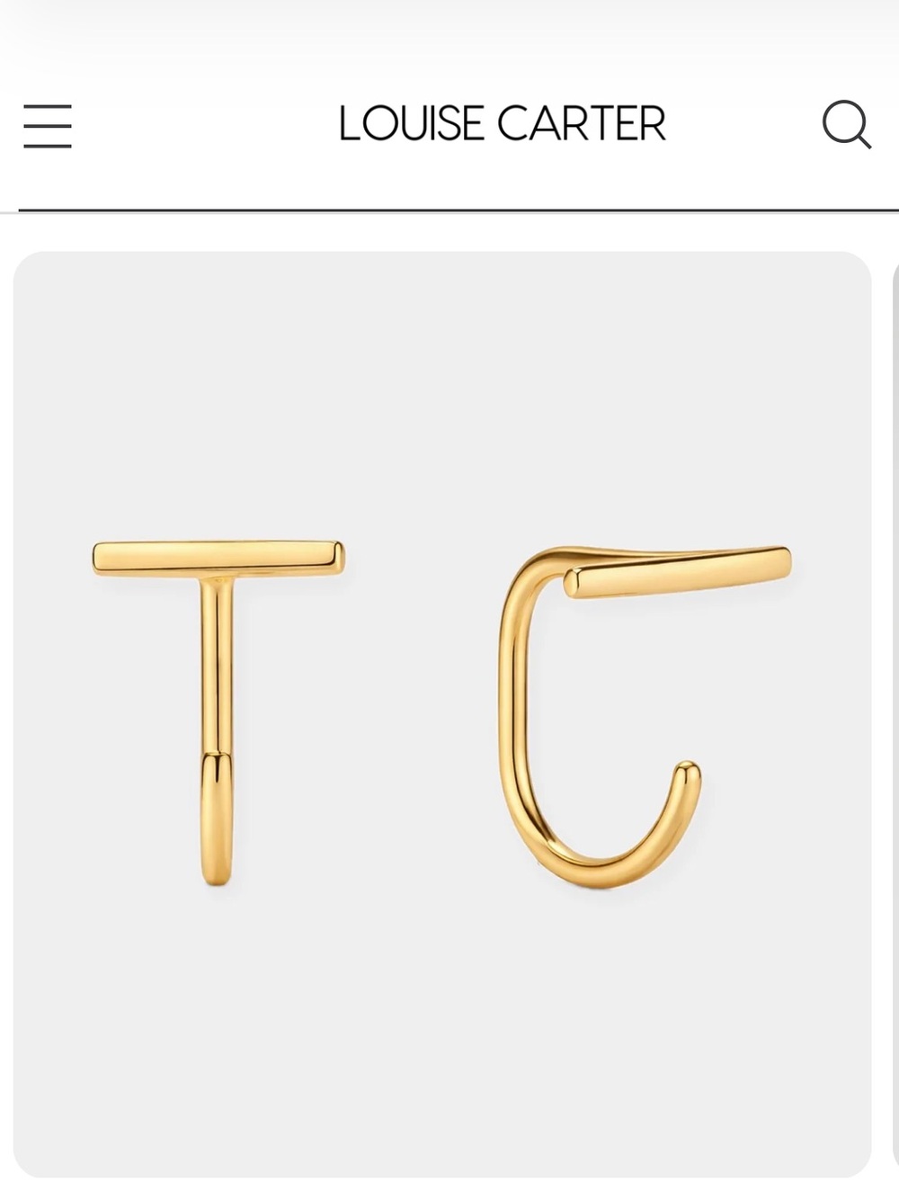 Louise Carter Gold T-Bar Mini Hoop Earrings